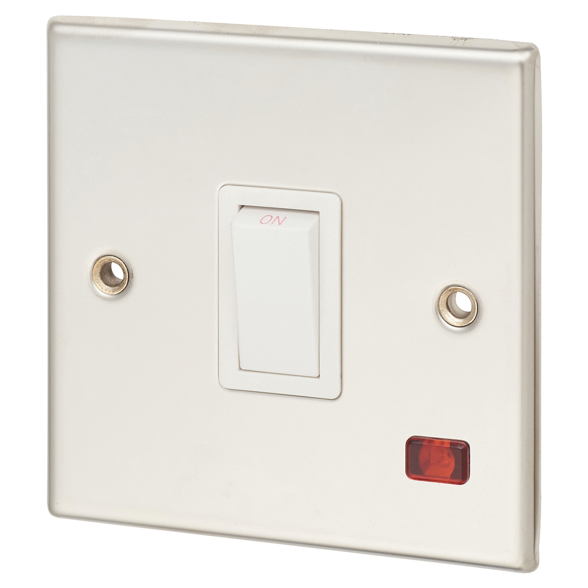 Contactum 20A 1 Gang Double Pole Control Switch with Neon - Polished St 169384
