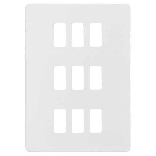 Knightsbridge 9 Module Screwless Grid Switch Faceplate - Matt White 175522