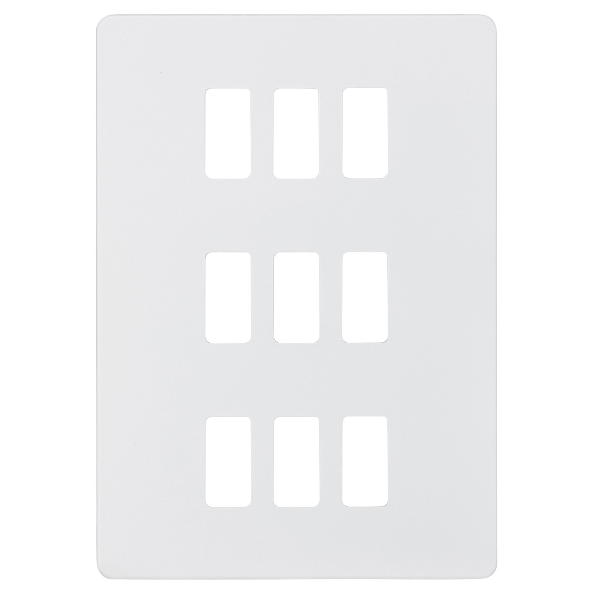 Knightsbridge 9 Module Screwless Grid Switch Faceplate - Matt White 175522
