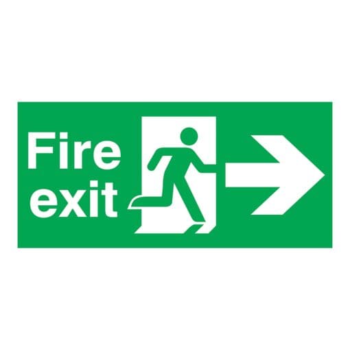 Fire Exit - Running Man with Arrow - Right - 150 x 450mm - Rigid Plasti 178231