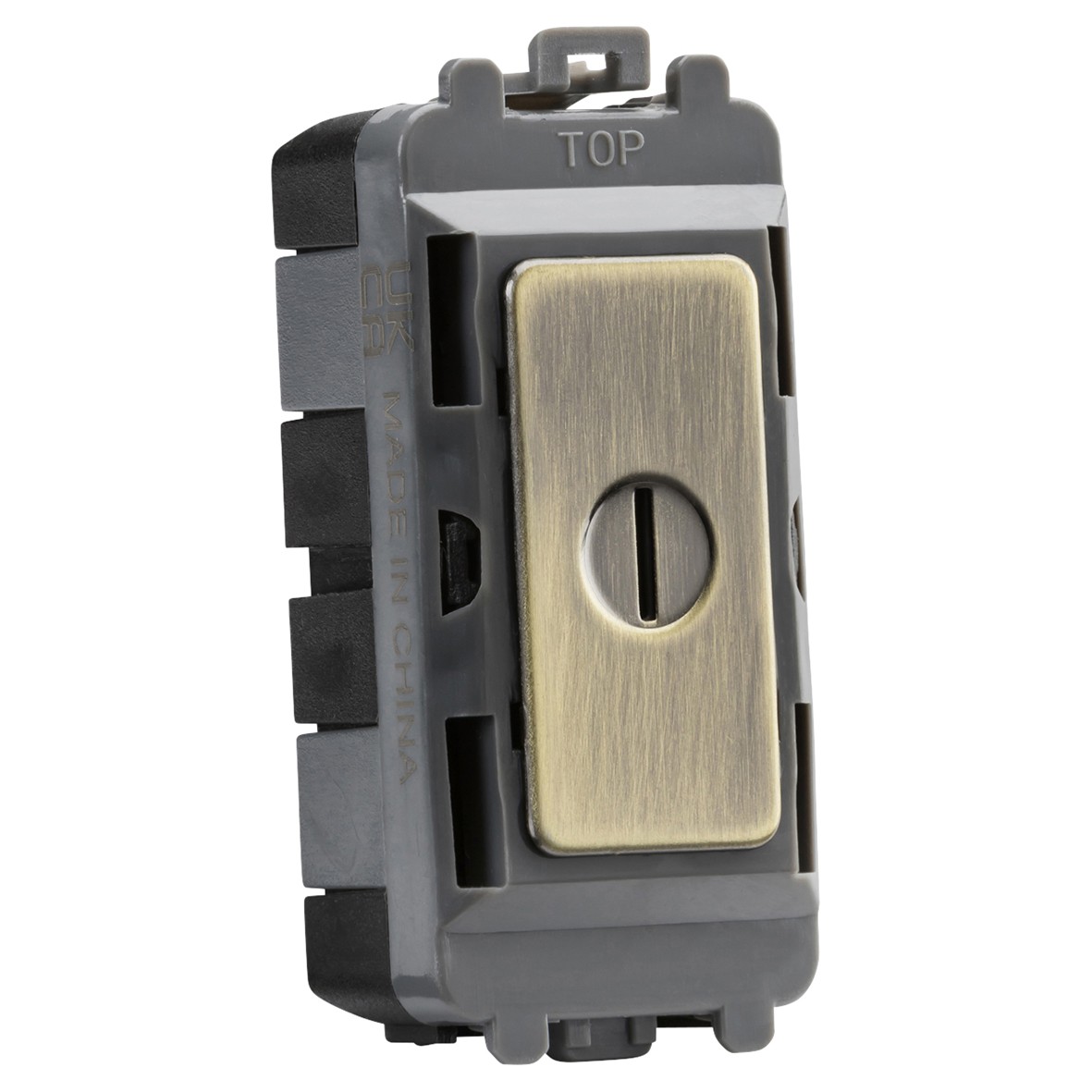 Knightsbridge 20AX 2 Way Double Pole Grid Key Switch - Antique Brass 181250