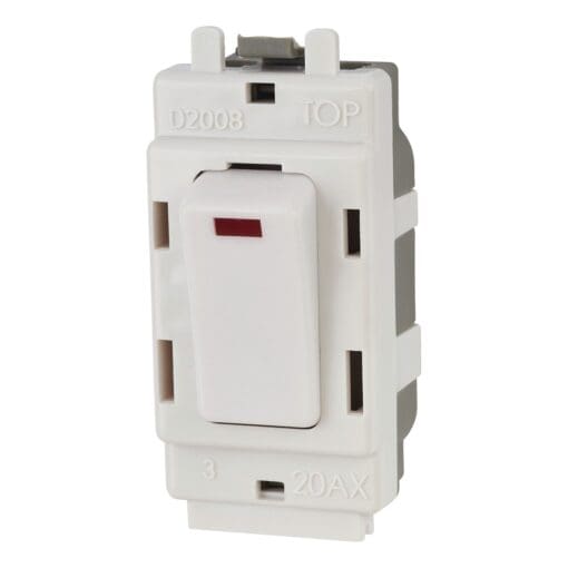 Grid 20Ax Double Pole Switch Module With Power Indicator White 184199