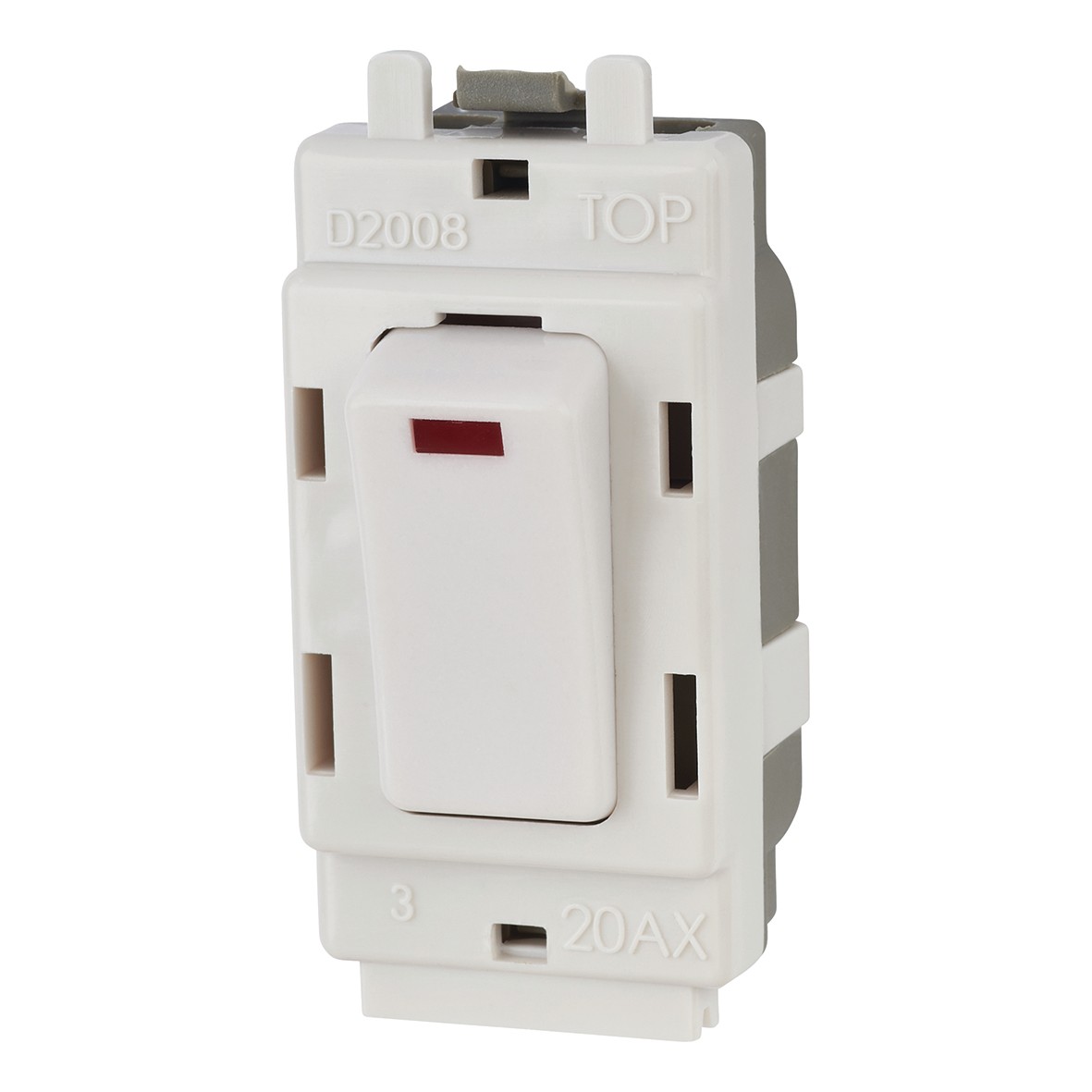 Grid 20Ax Double Pole Switch Module With Power Indicator White 184199