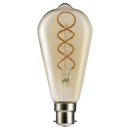 5x TCP 4W BC-B22 LED Filament Vintage ST64 Squirrel Cage Lamp - Amber 185762