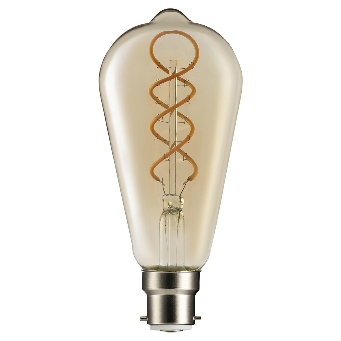 5x TCP 4W BC-B22 LED Filament Vintage ST64 Squirrel Cage Lamp - Amber 185762