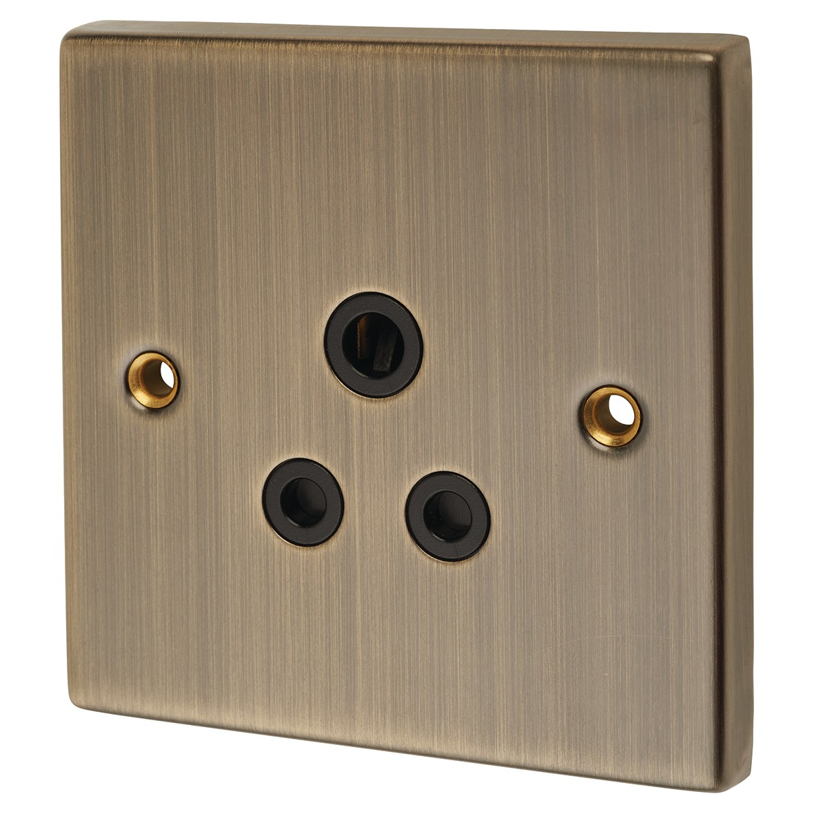 Knightsbridge 5A Unswitched Socket - Antique Brass Finish with Black In 186785