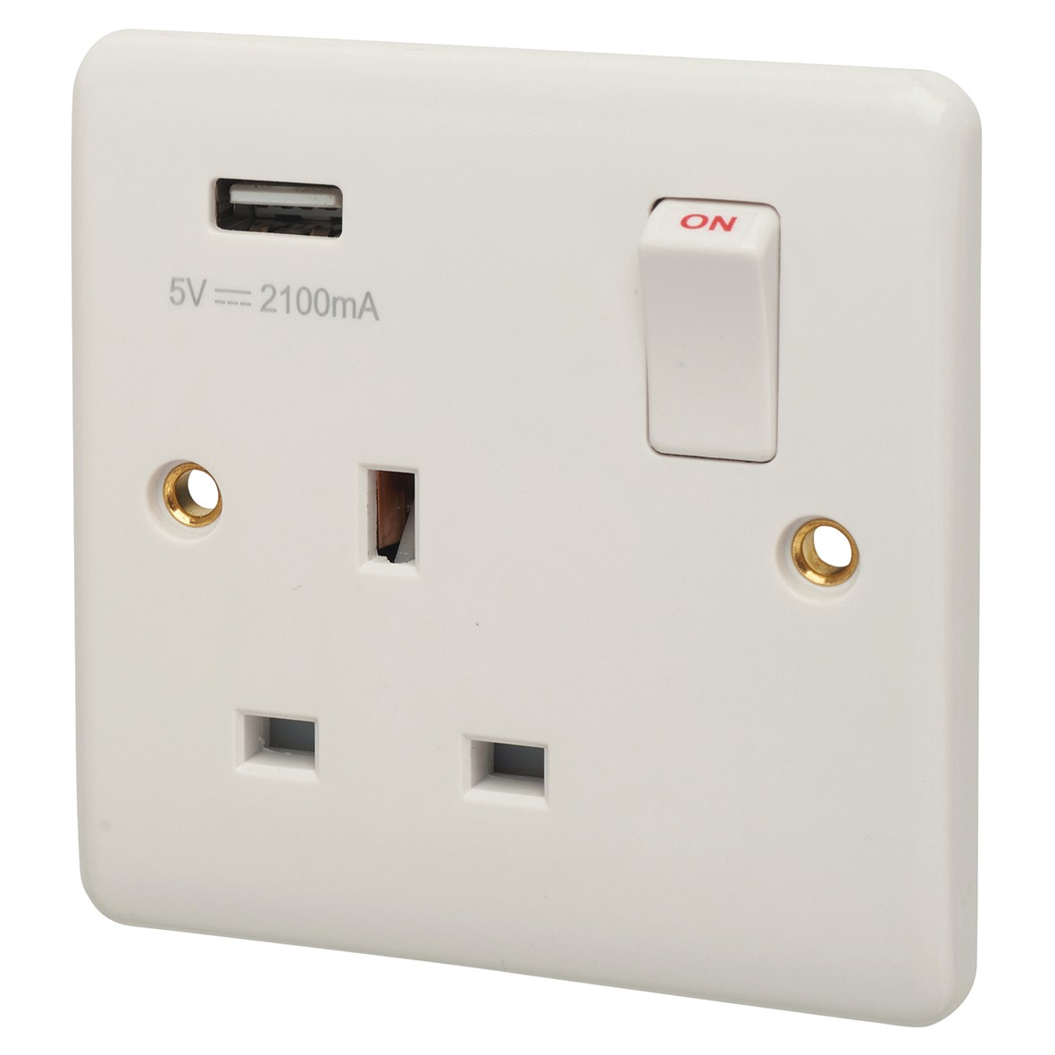 Eurolite Enhance 13A 1 Gang USB Socket with 1 x USB - 2.1A - White 192678