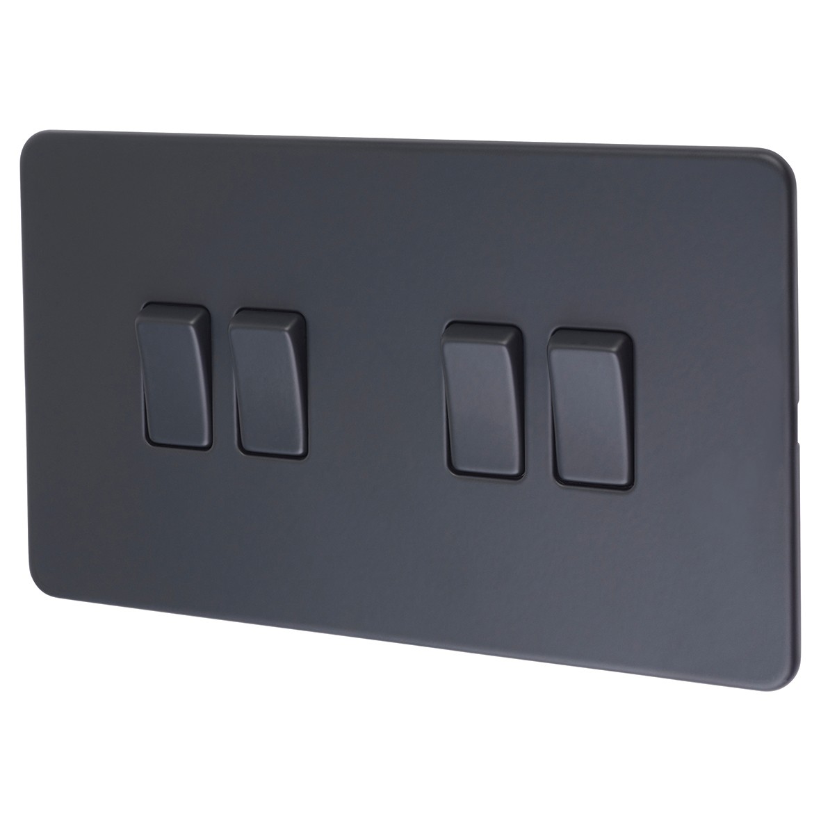 Knightsbridge 10AX 4 Gang Screwless Flat Plate Light Switch - Anthracit 193598