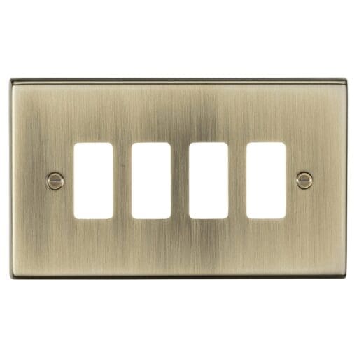 Knightsbridge 4 Module Grid Switch Faceplate - Antique Brass 196827