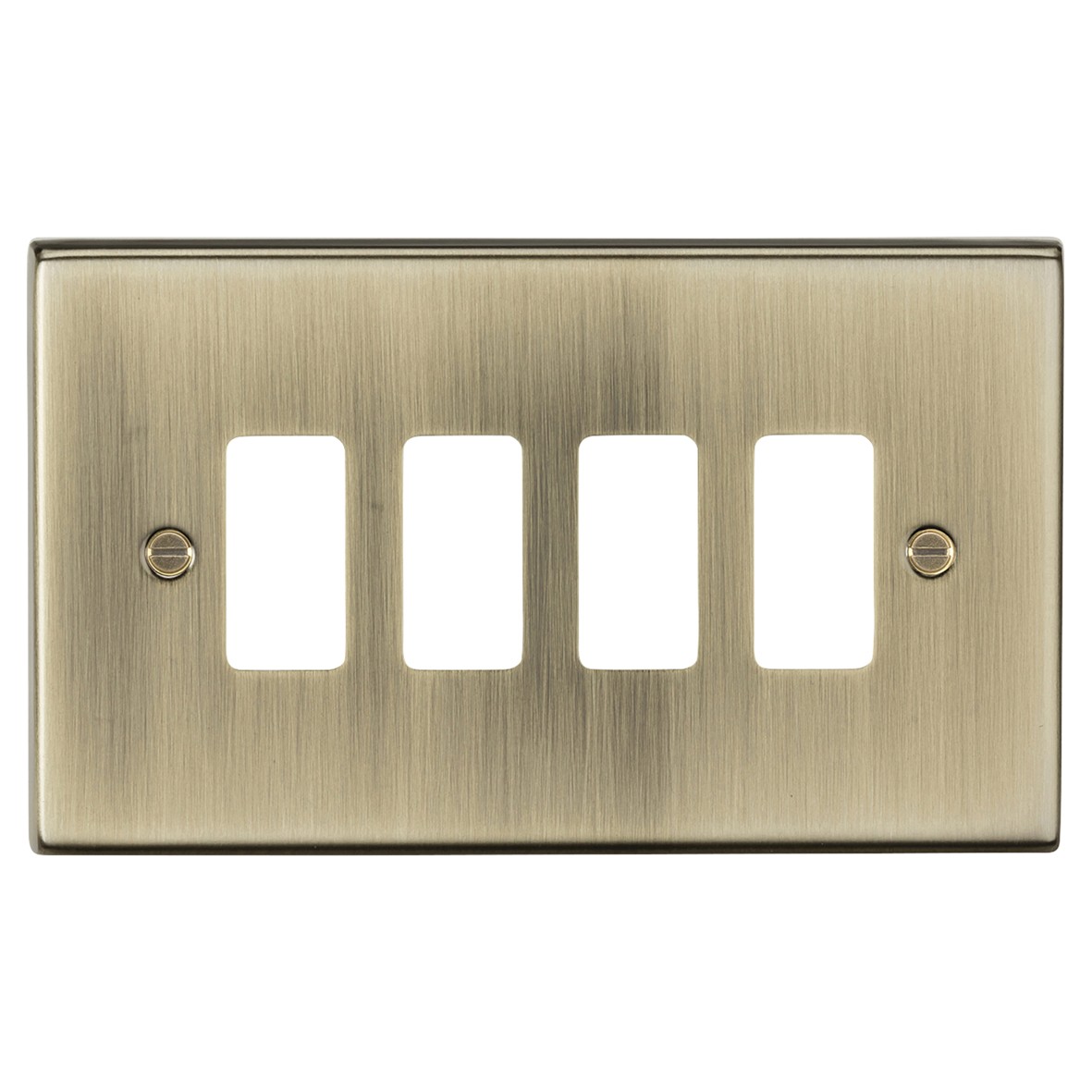 Knightsbridge 4 Module Grid Switch Faceplate - Antique Brass 196827