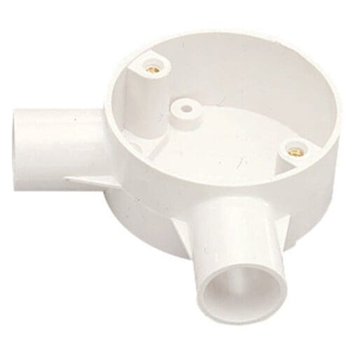 MK 2 Way Angle Circular Box 25mm - White 196926