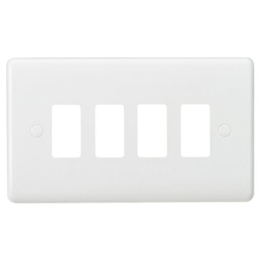 Knightsbridge 4 Module Curved Edge Grid Switch Faceplate - White 206428