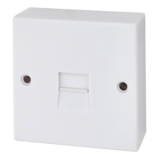1 Gang Surface Mounted Telephone Socket Master Screw Type - White 208315