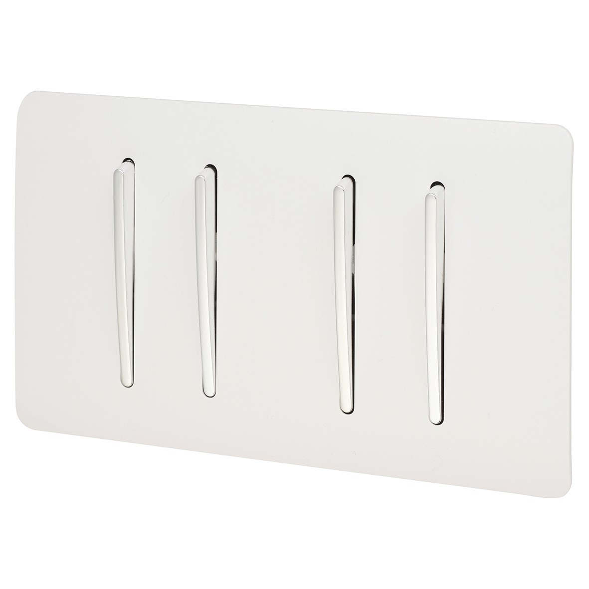 Trendi 10A 4 Gang 2 Way Twin Plate Screwless Switch - White 213428