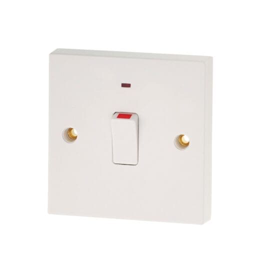 BG 20A 1 Gang Double Pole Switch Flex with Neon - White 219172