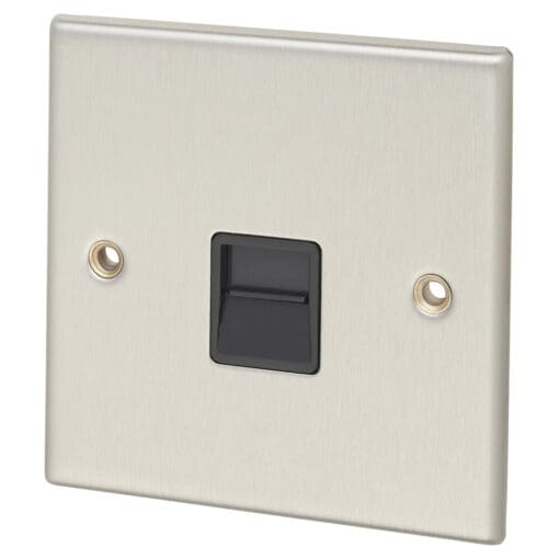 Contactum Secondary Telephone Socket - Brushed Steel with Black Insert 219717