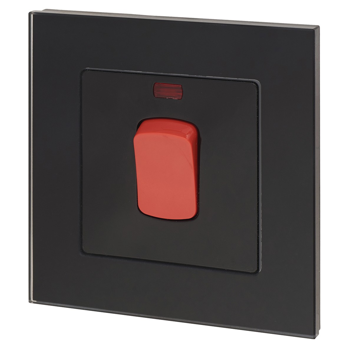 Retrotouch 45A DP Switch With Neon - Black Plain Glass 225190