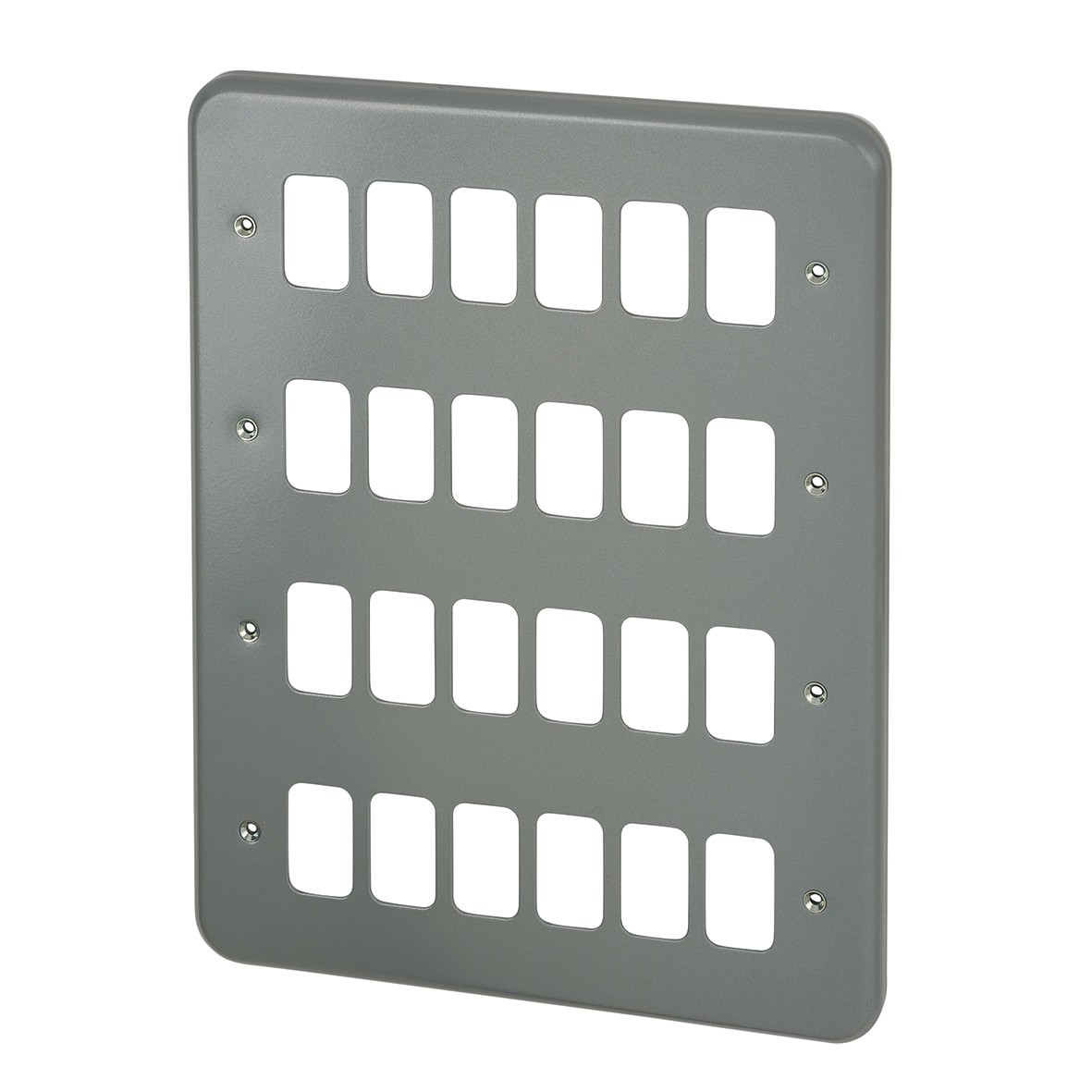MK 24 Gang Metalclad Grid Front Plate - Grey 230219