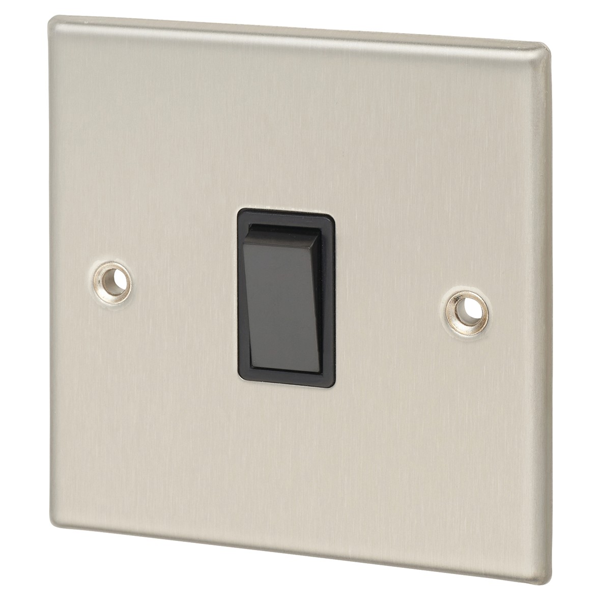 5x Contactum 10A 1Gang 2Way Light Switch -Brushed Steel with Black Inse 230554