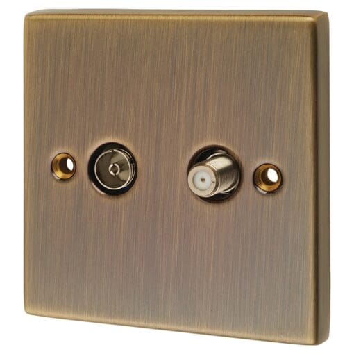 Knightsbridge Isolated TV & SAT TV Outlet - Antique Brass 232548