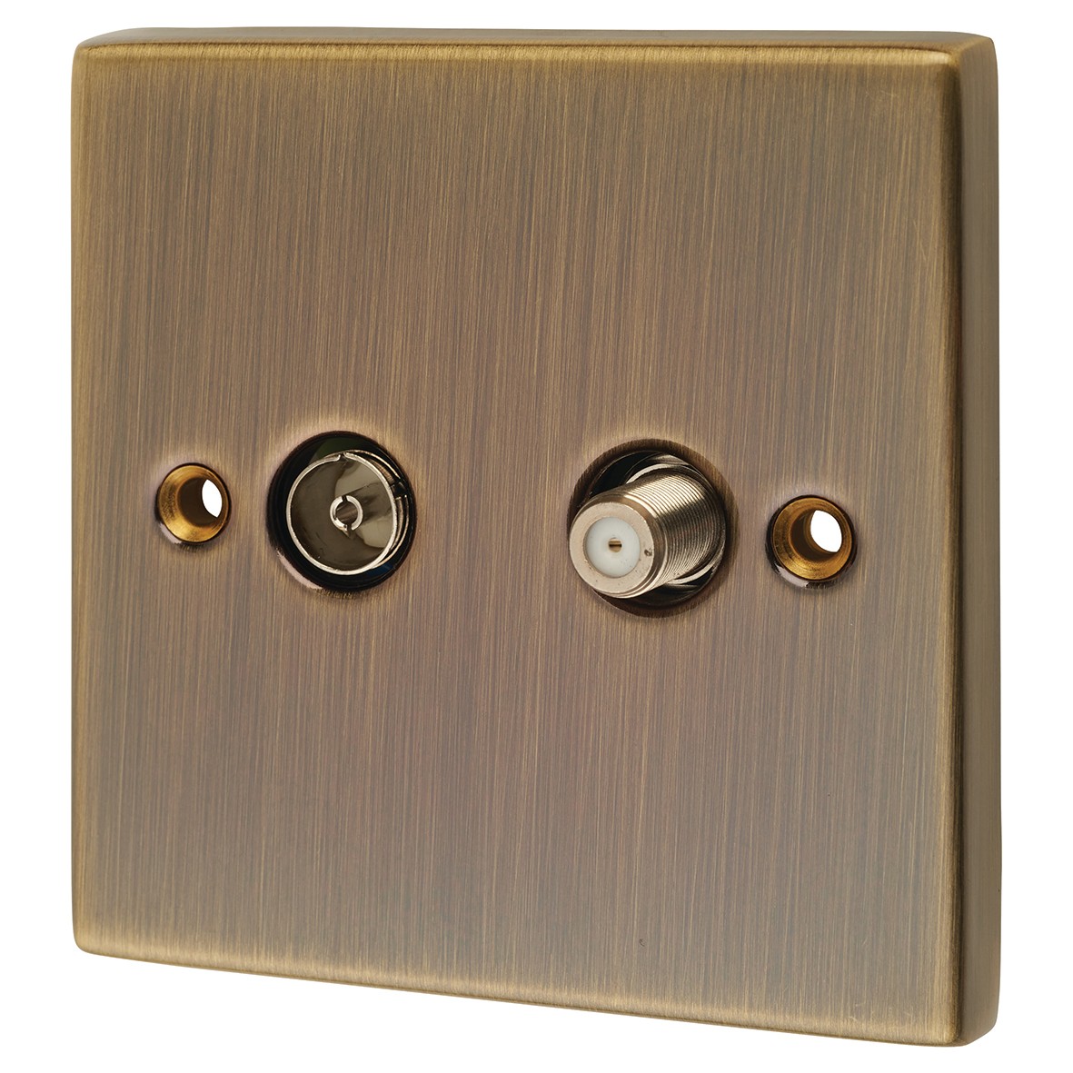 Knightsbridge Isolated TV & SAT TV Outlet - Antique Brass 232548