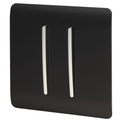 Trendi 10A 2 Gang 3 Way Screwless Intermediate Switch - Gloss Black 232898