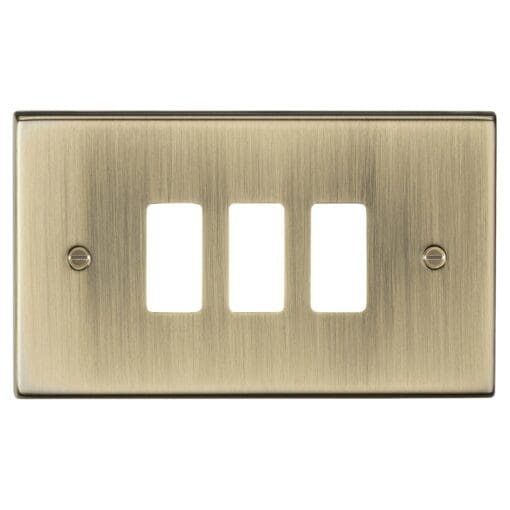 Knightsbridge 3 Module Grid Switch Faceplate - Antique Brass 234807
