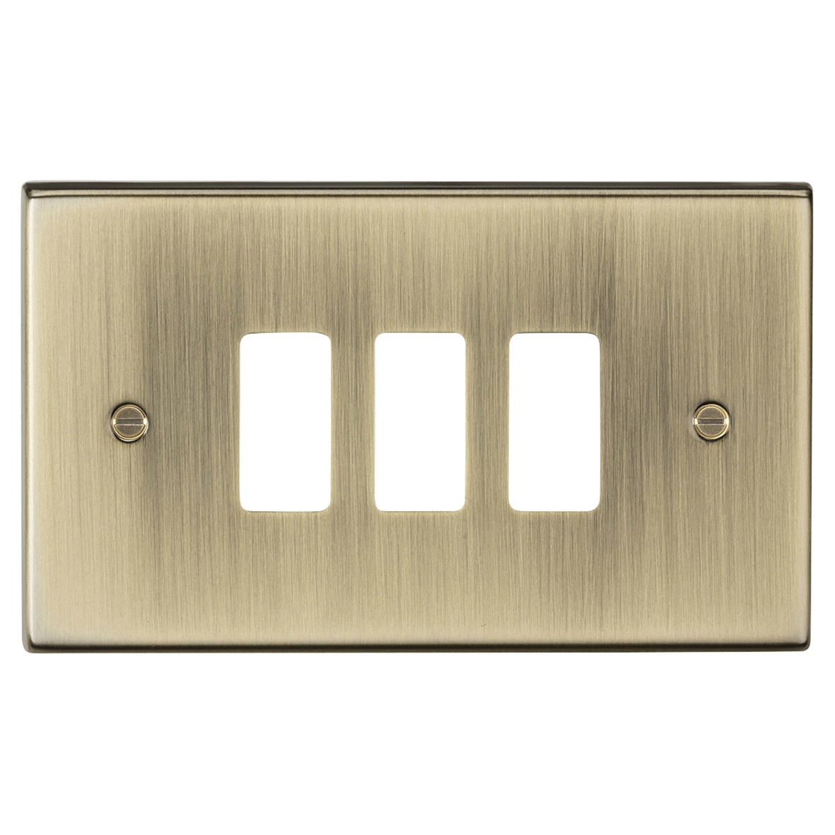 Knightsbridge 3 Module Grid Switch Faceplate - Antique Brass 234807