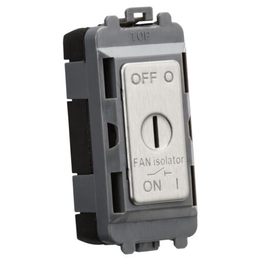 Knightsbridge 10A Triple Pole Fan Isolator Grid Key Switch - Brushed Ch 236360