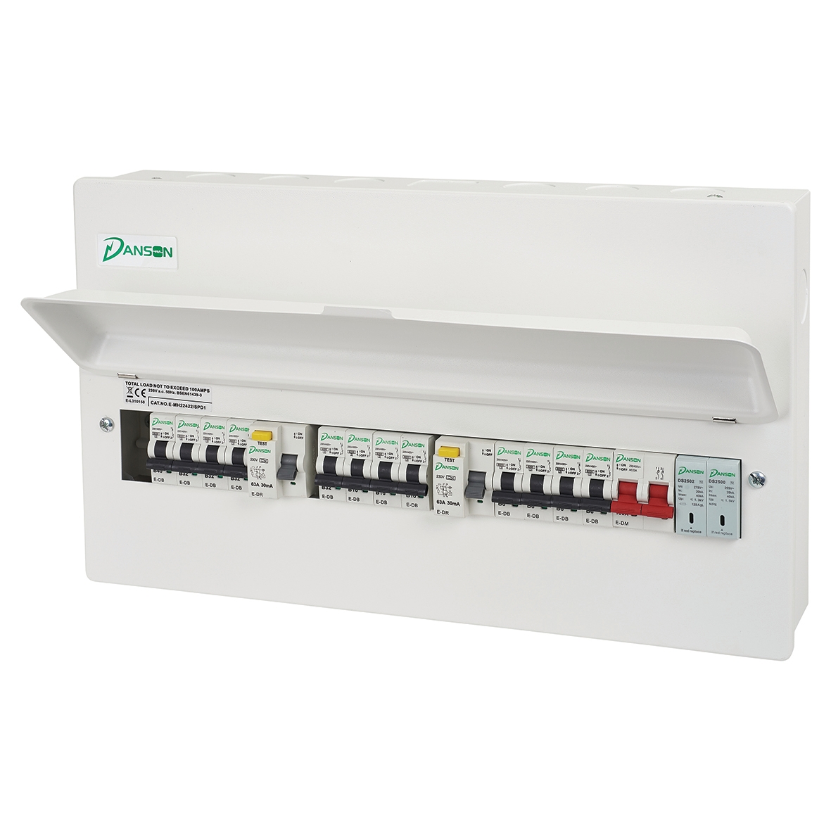 Danson Split Load Dual RCD 22 Modules Metal Consumer Unit SPD - 2 x Typ 238184