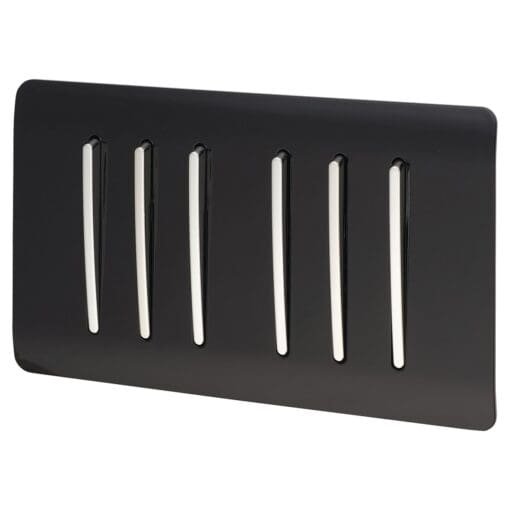Trendi 10A 6 Gang 2 Way Twin Plate Screwless Switch - Black 245075