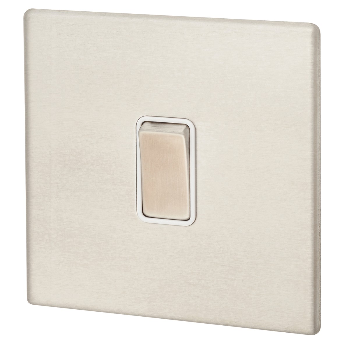 Hamilton Hartland G2 10AX 1 Gang 2 Way Rocker - Satin Steel/White 247175