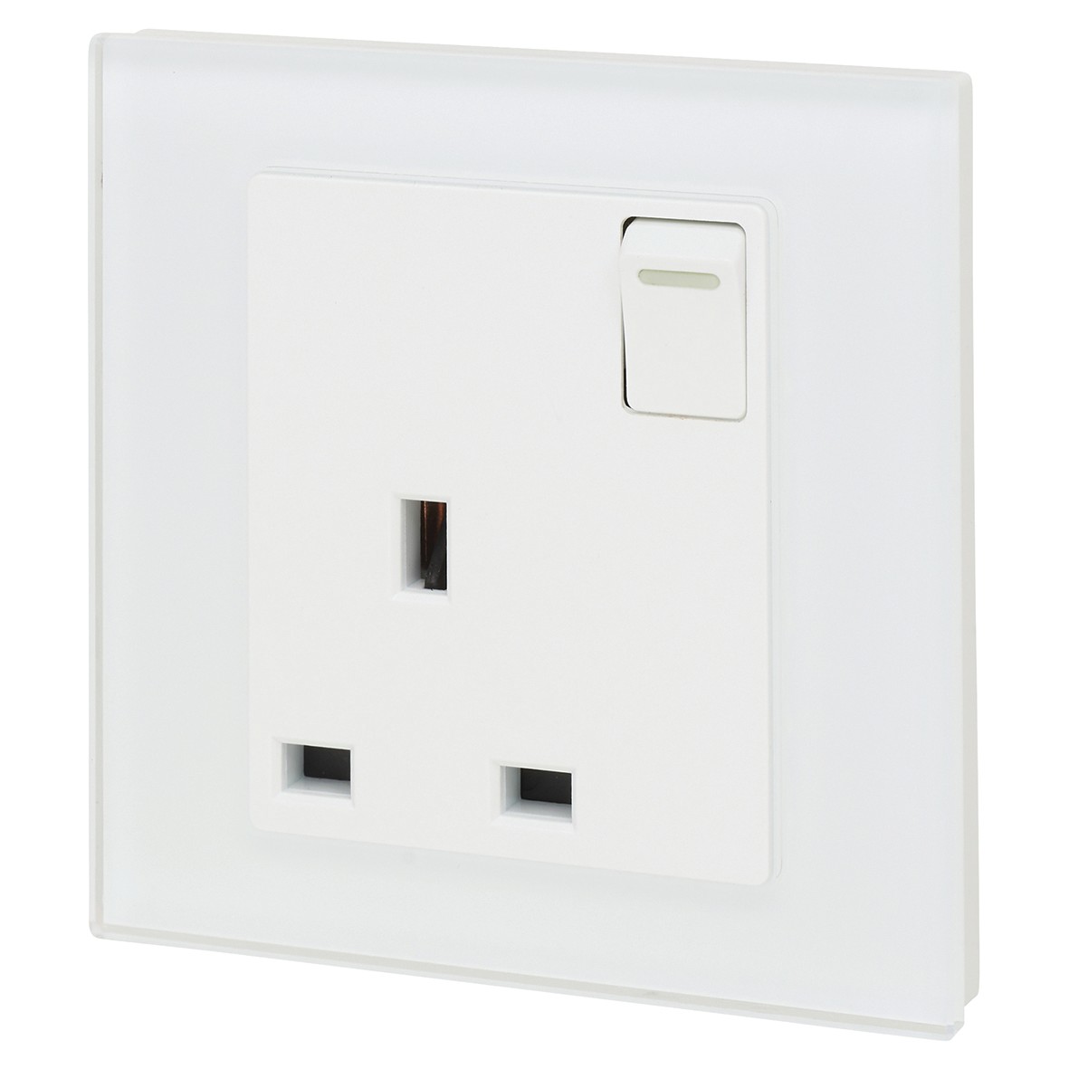 Retrotouch 13A 1 Gang DP Socket - White Plain Glass 251392