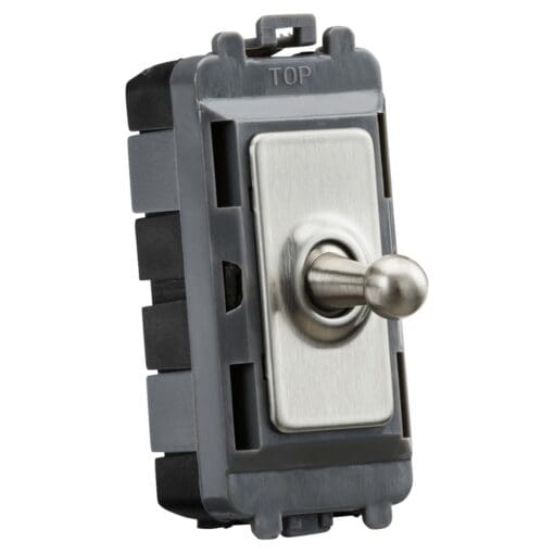 Knightsbridge 20AX 1 Way Double Pole Toggle Grid Switch - Brushed Chrom 260226