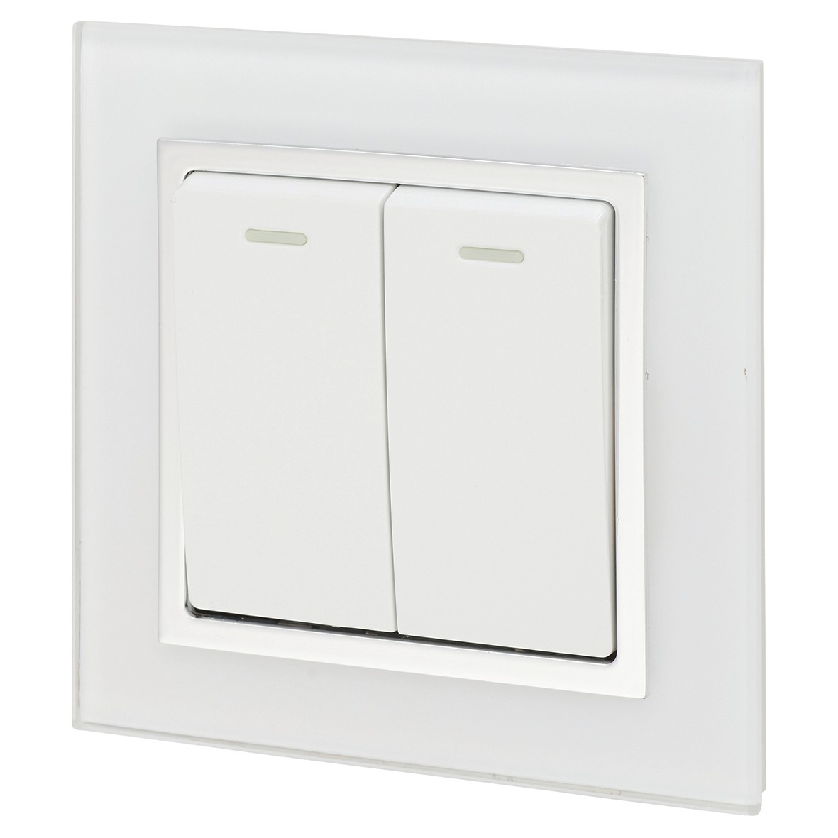 Retrotouch 10A 2 Gang 2 way Switch - White Glass with Chrome Trim 260856