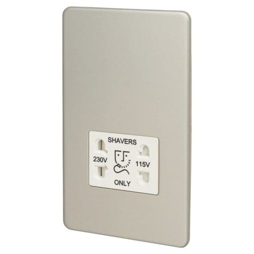 Knightsbridge 115V/230V Dual Voltage Shaver Socket - Brushed Chrome wit 263417