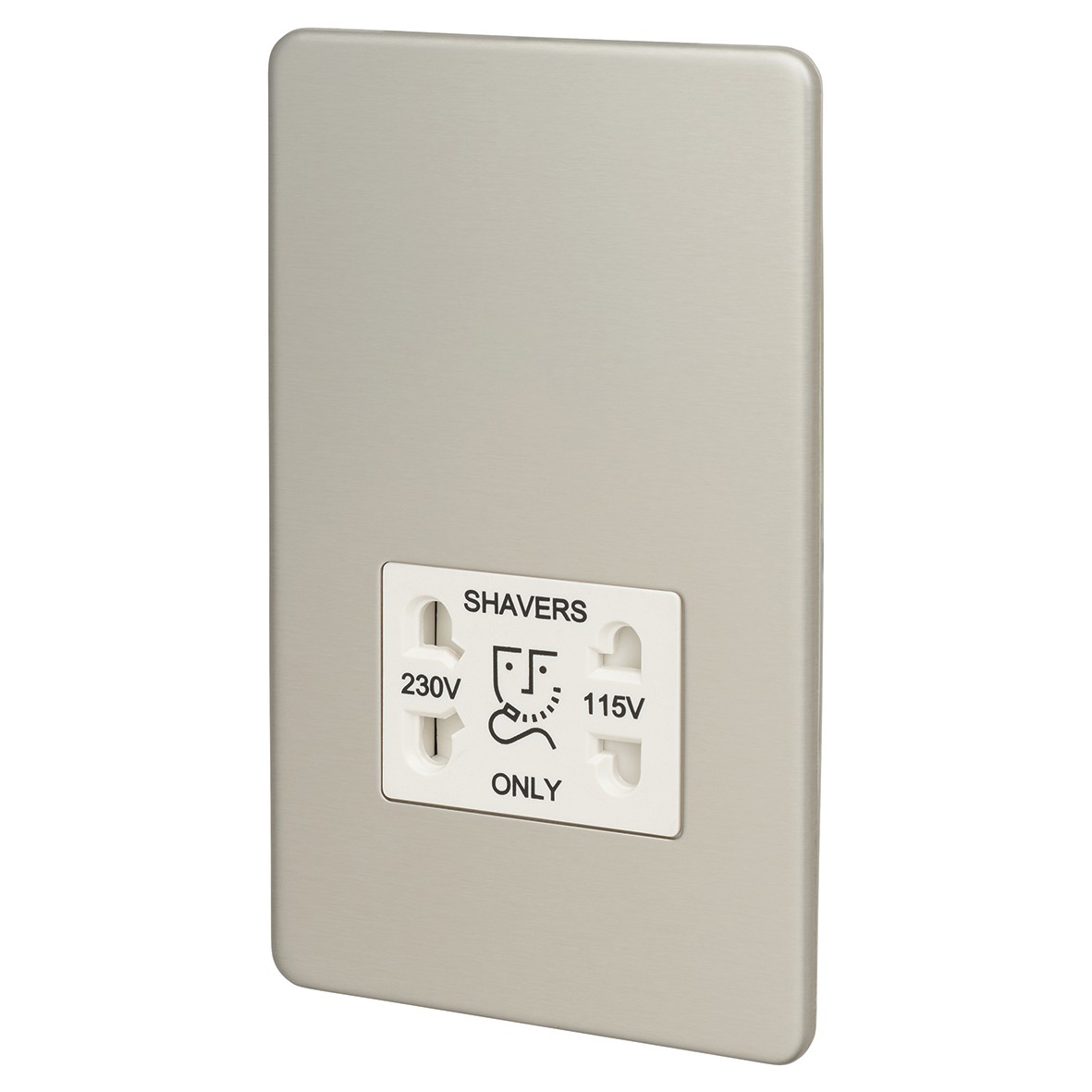 Knightsbridge 115V/230V Dual Voltage Shaver Socket - Brushed Chrome wit 263417