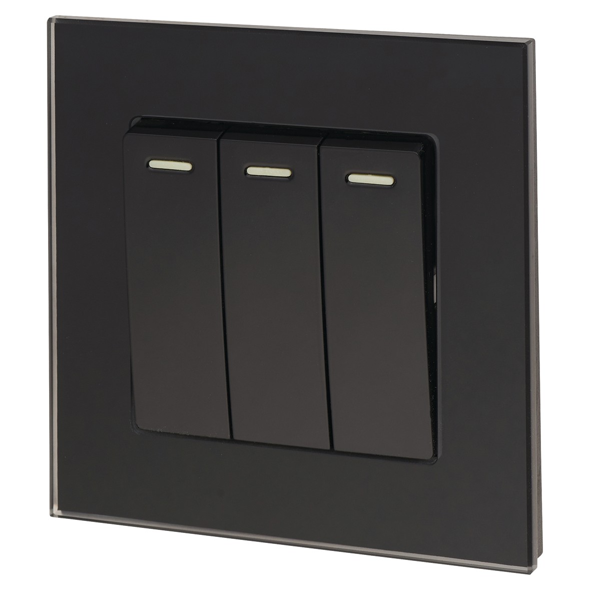 Retrotouch 10A 3 Gang 2 way Switch - Black Plain Glass 263624