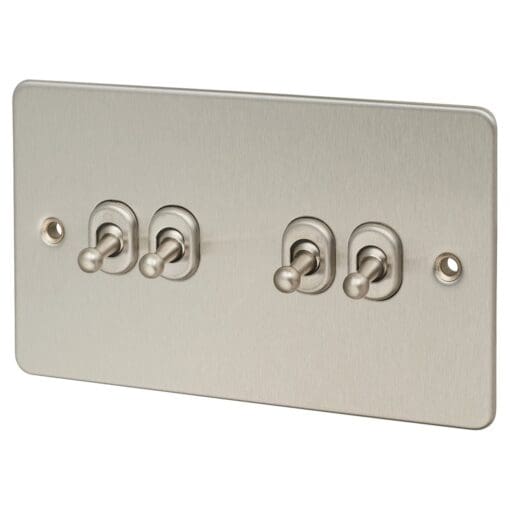 Knightsbridge 10AX 4 Gang 2 Way Toggle Switch - Brushed Chrome 264257