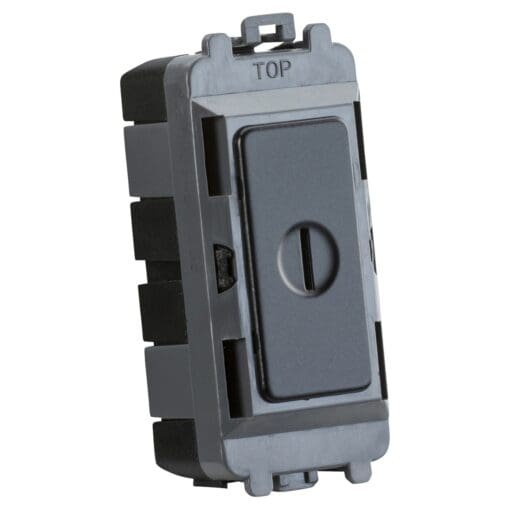 Knightsbridge 20AX 2 Way Double Pole Grid Key Switch - Matt Black 266429