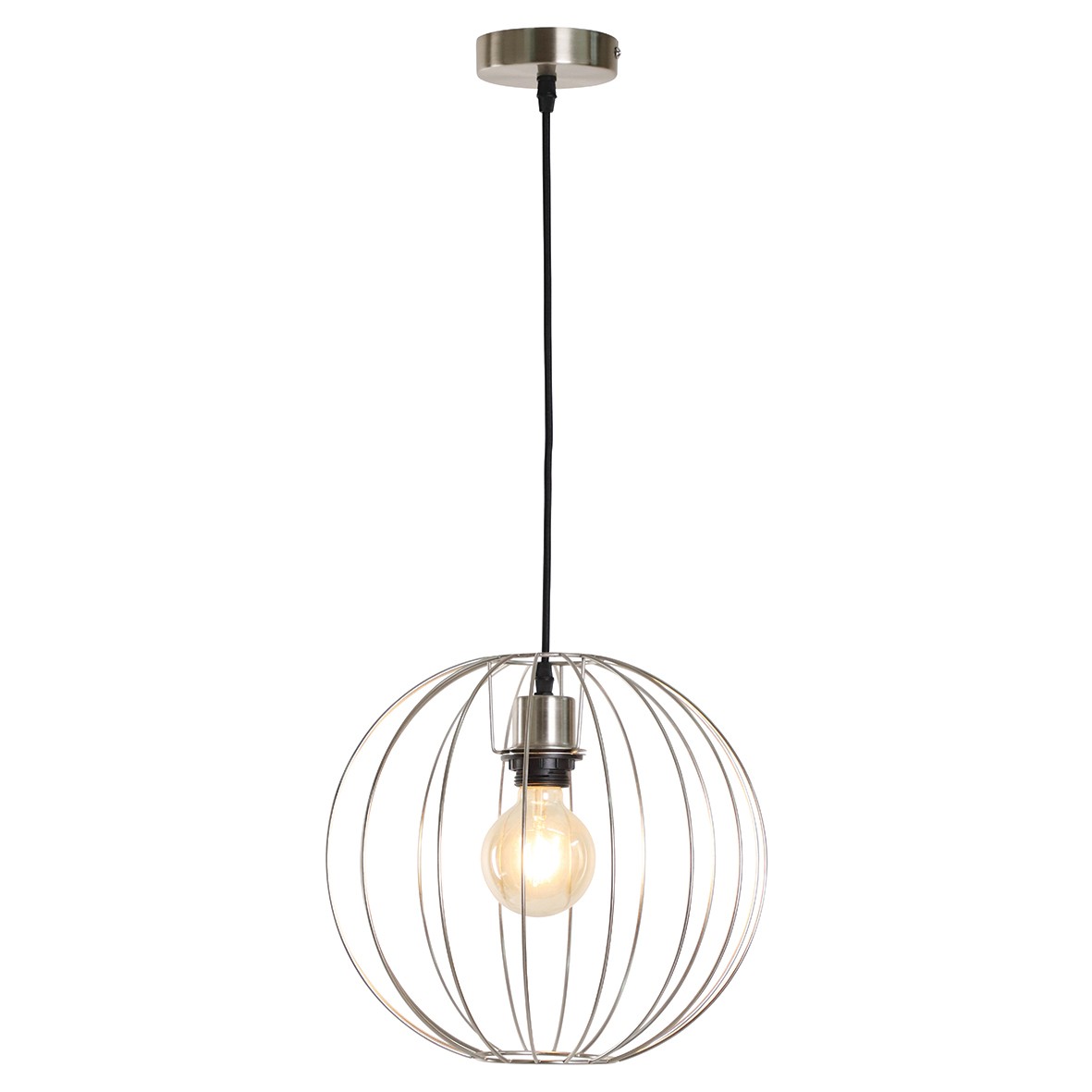 Altro Genoa Small Cage Ceiling Light Pendant - Satin Nickel 266456