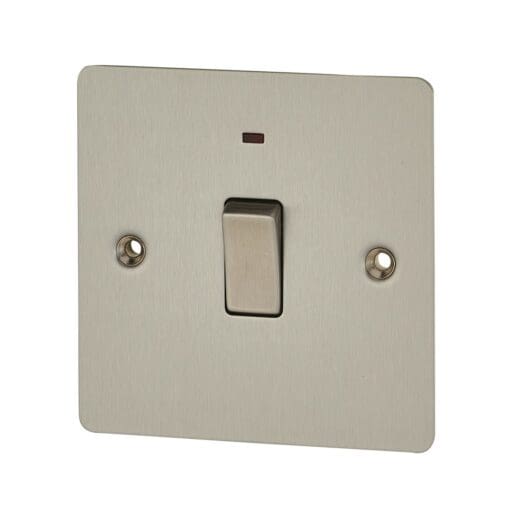 BG Flatplate 20A 1 Gang Double Pole Switch - Brushed Steel 269840