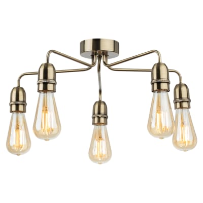 Altro Leon 5 Light Decorative Flush Ceiling Light - Antique Brass 275155