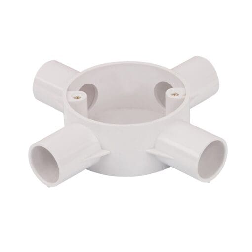 10x PVC Conduit 4 Way Box - 20mm - White 278155