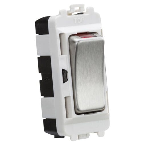 Knightsbridge 20AX 1 Way Double Pole Grid Switch with Neon - Brushed Ch 279892