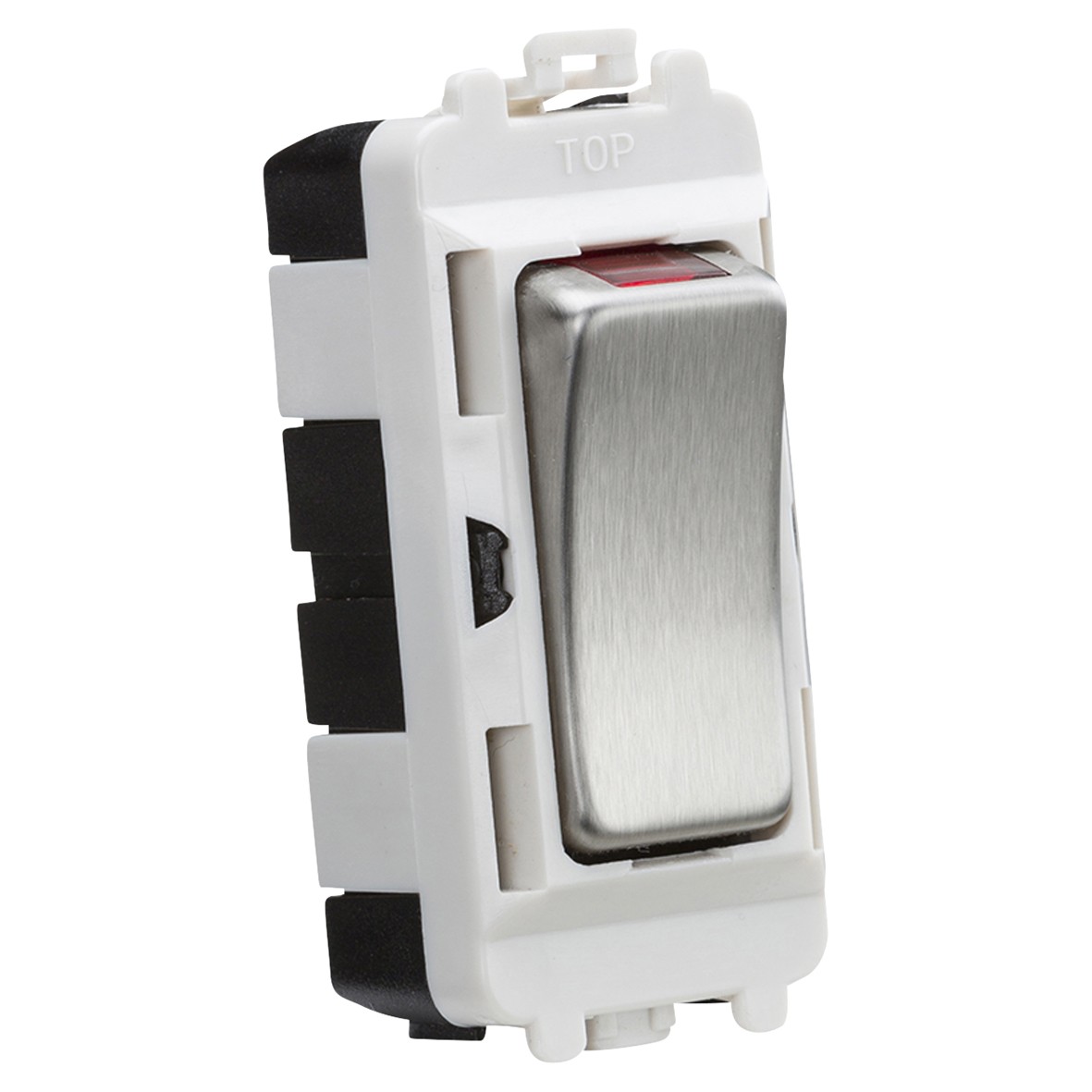 Knightsbridge 20AX 1 Way Double Pole Grid Switch with Neon - Brushed Ch 279892