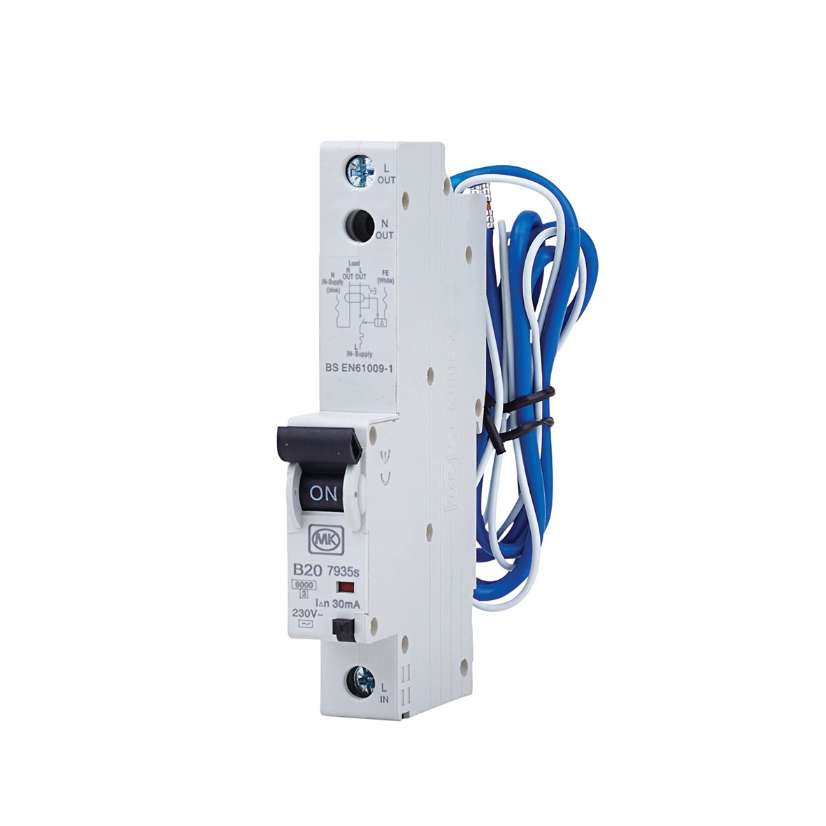 MK 20A 30mA Single Pole RCBO 280184