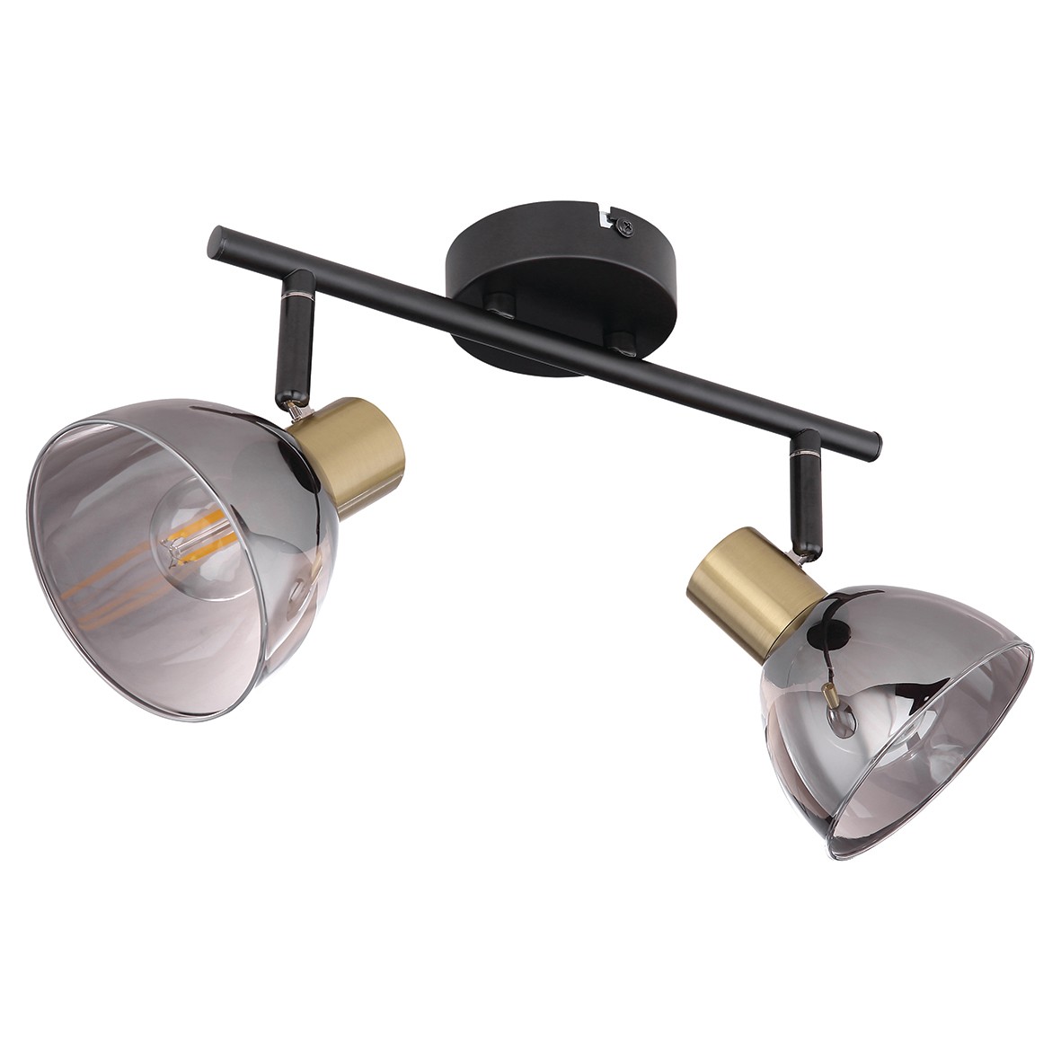 Globo Jay 2 Light Ceiling Light - Black/Brass 282239