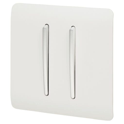 Trendi 10A 2 Gang 3 Way Screwless Intermediate Switch - Gloss White 298398