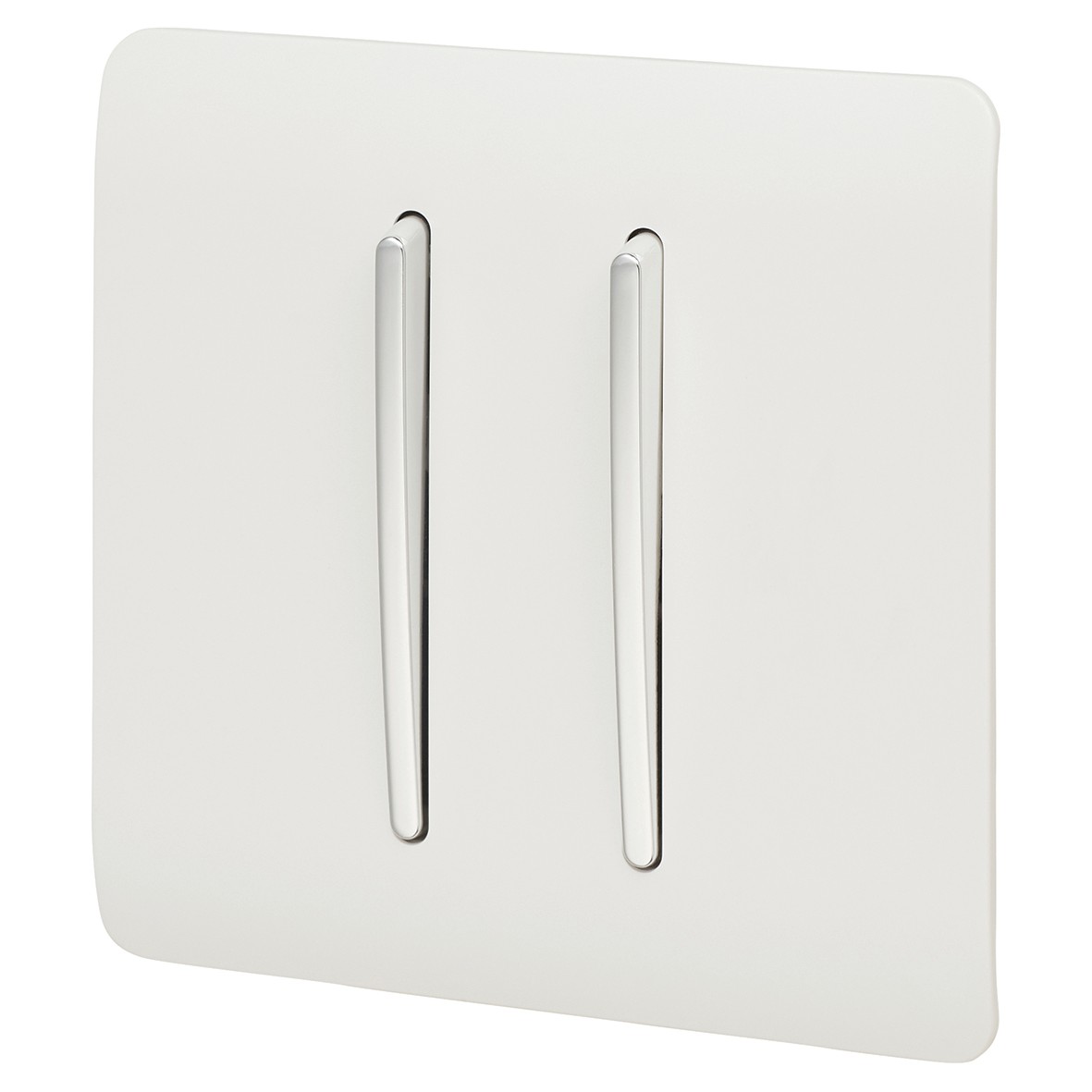 Trendi 10A 2 Gang 3 Way Screwless Intermediate Switch - Gloss White 298398